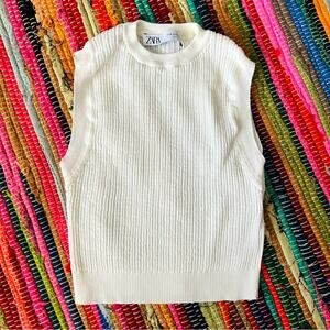 Zara Knit Shell Cropped Sweater Medium